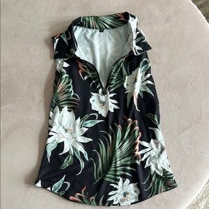 Floral Sleeveless Top with Zipper